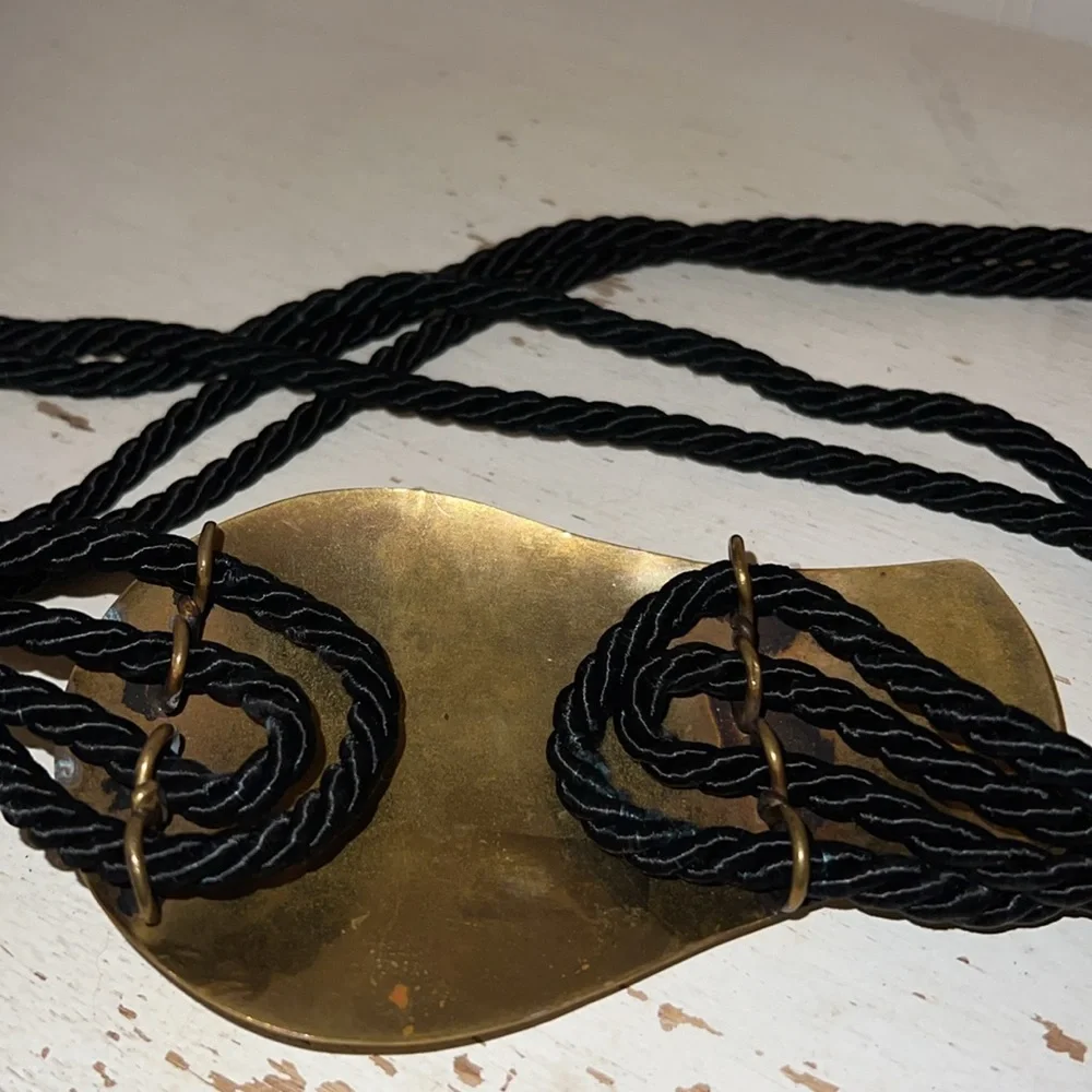 Handmade OOAK 90’s Vintage Brass & Copper buckle & braided belt